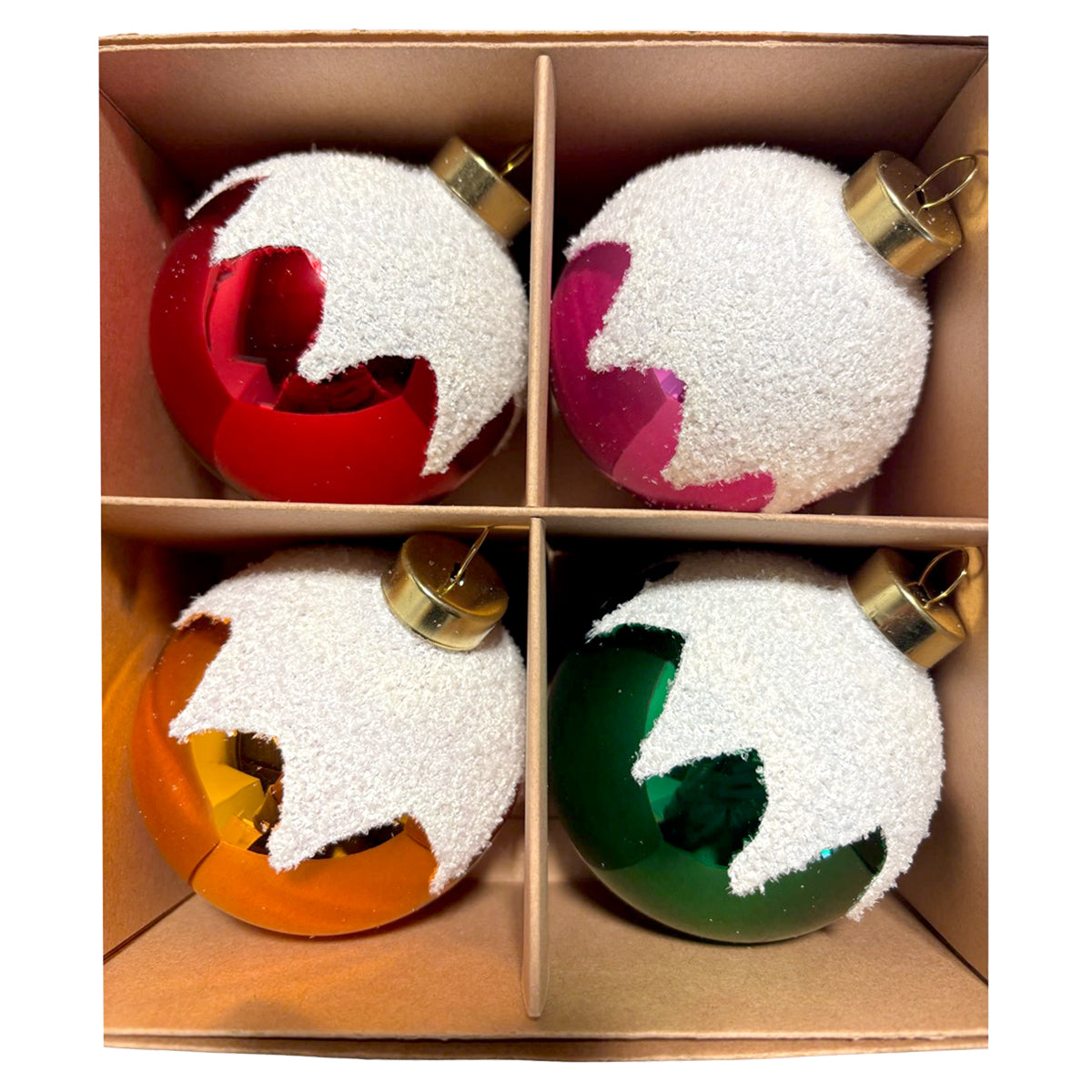 Whitehurst Main Street Merriments 3.25" Snow Capped assorted color Ornaments - Set of 4