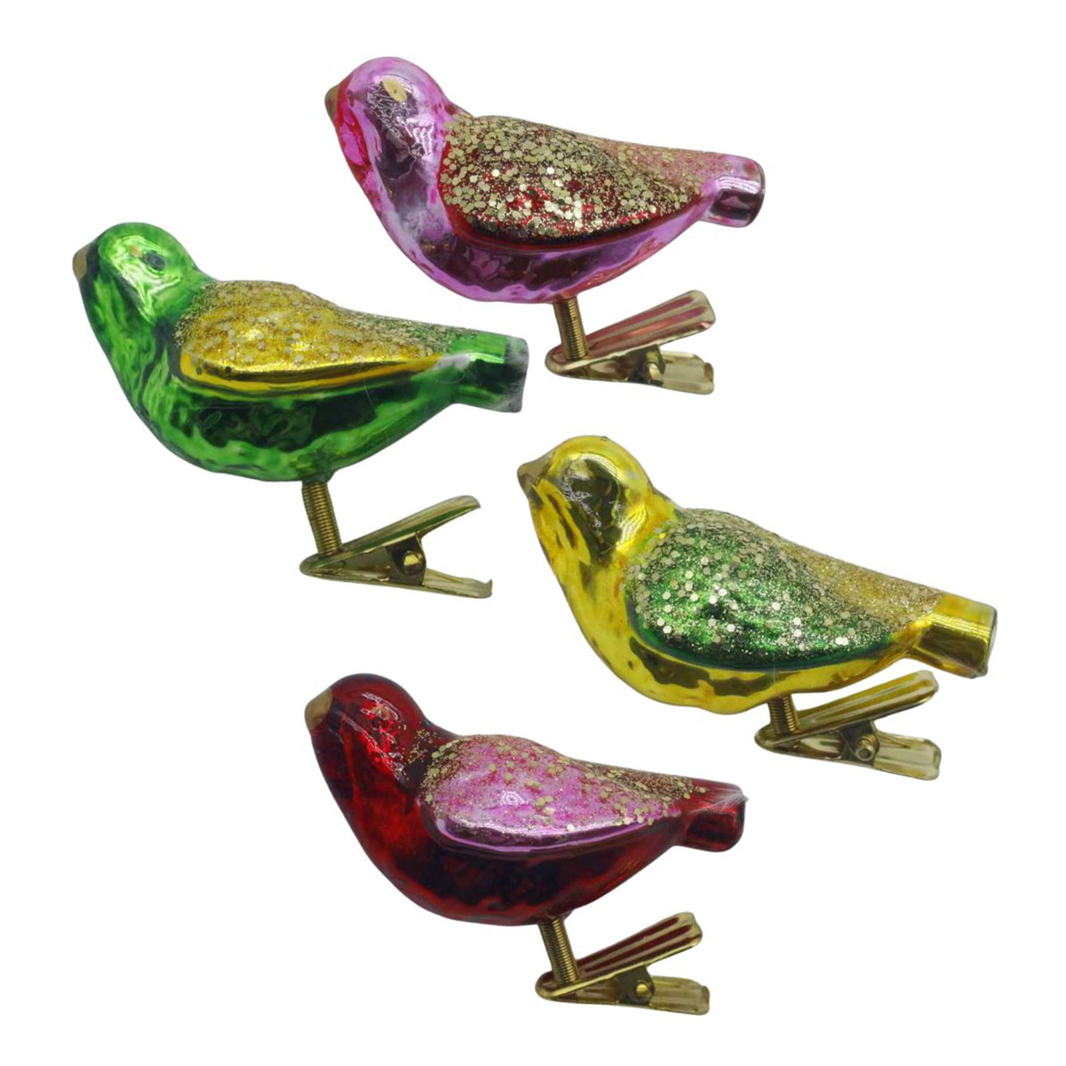 Whitehurst Main Street Merriments 5" Bird clip ornaments - assorted colors - Set of 4