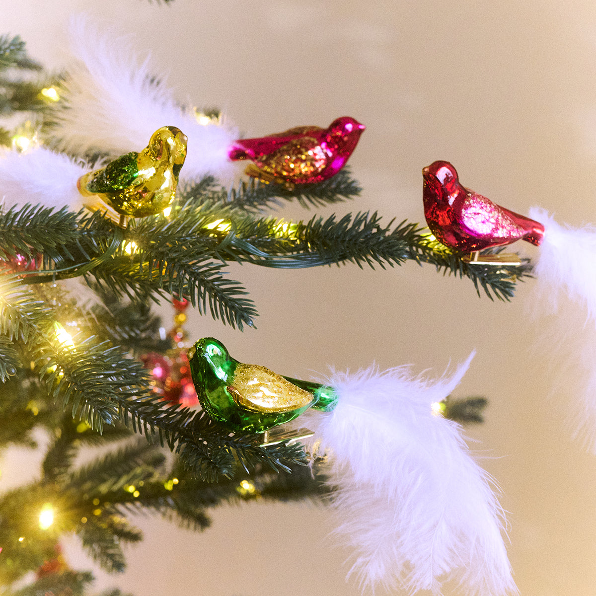 Whitehurst Main Street Merriments 5" Bird clip ornaments - assorted colors - Set of 4