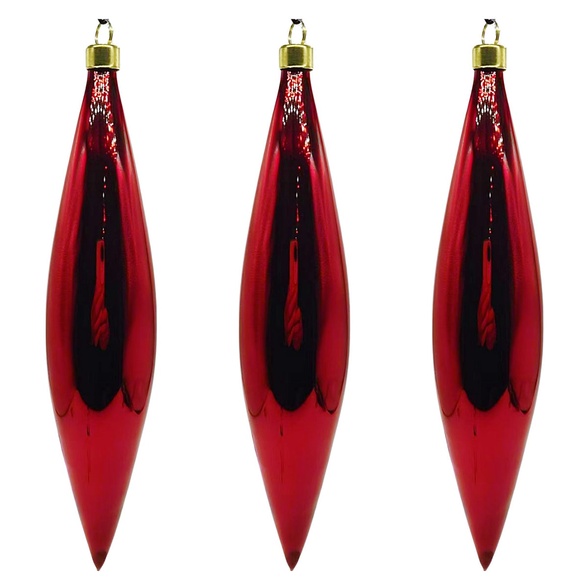 Whitehurst Main Street Merriments 11" Large Teardrops - Red - Set of 3