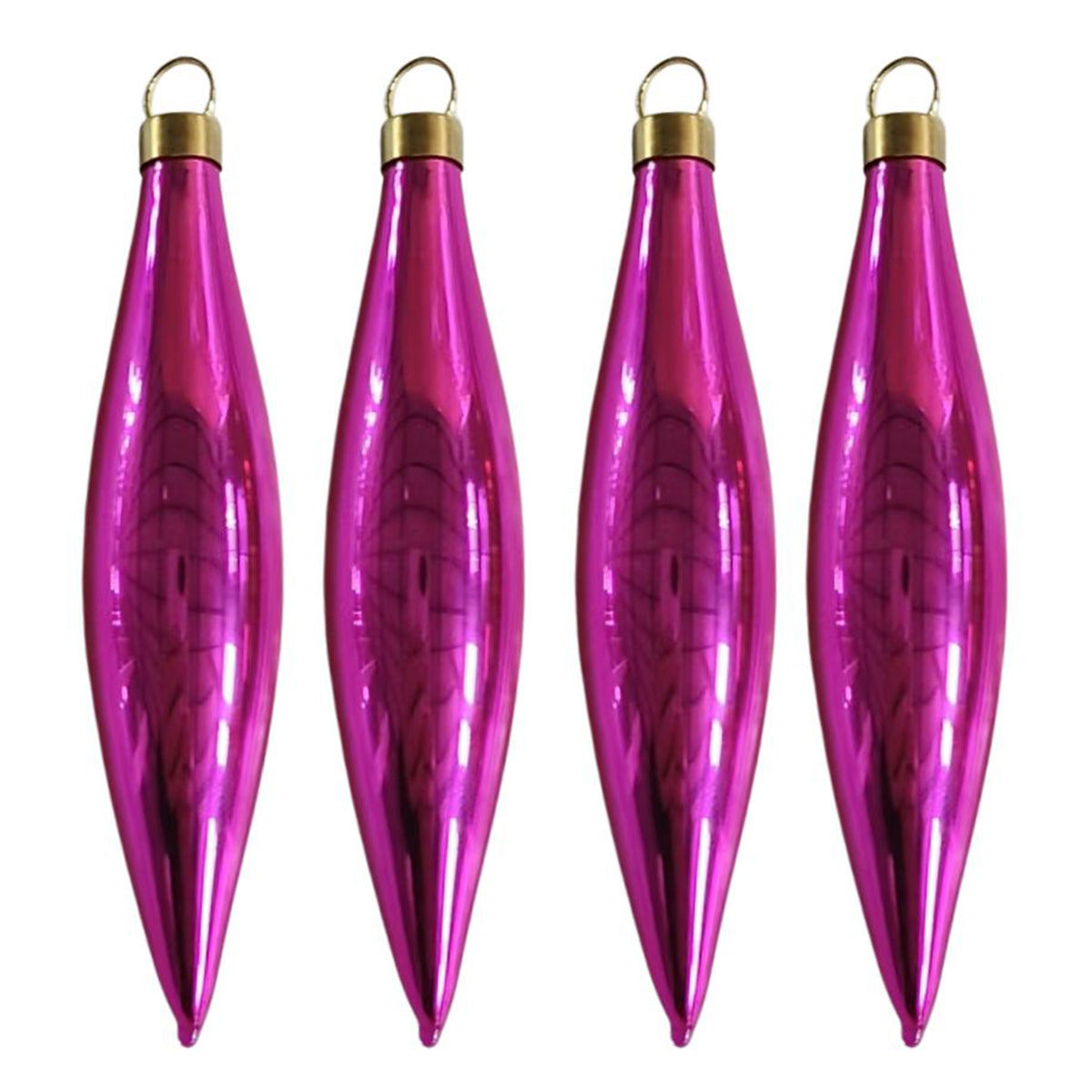 Whitehurst Main Street Merriments 6" Small Teardrop Ornaments - Hot Pink - Set of 4