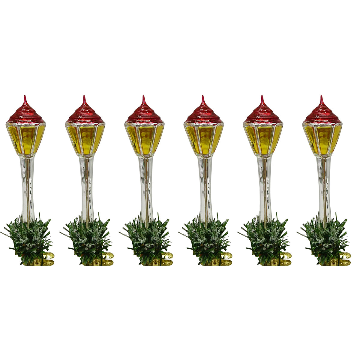 Whitehurst Main Street Merriments 5" Lamp Post Clip Ornaments - Assorted colors - Set of 6