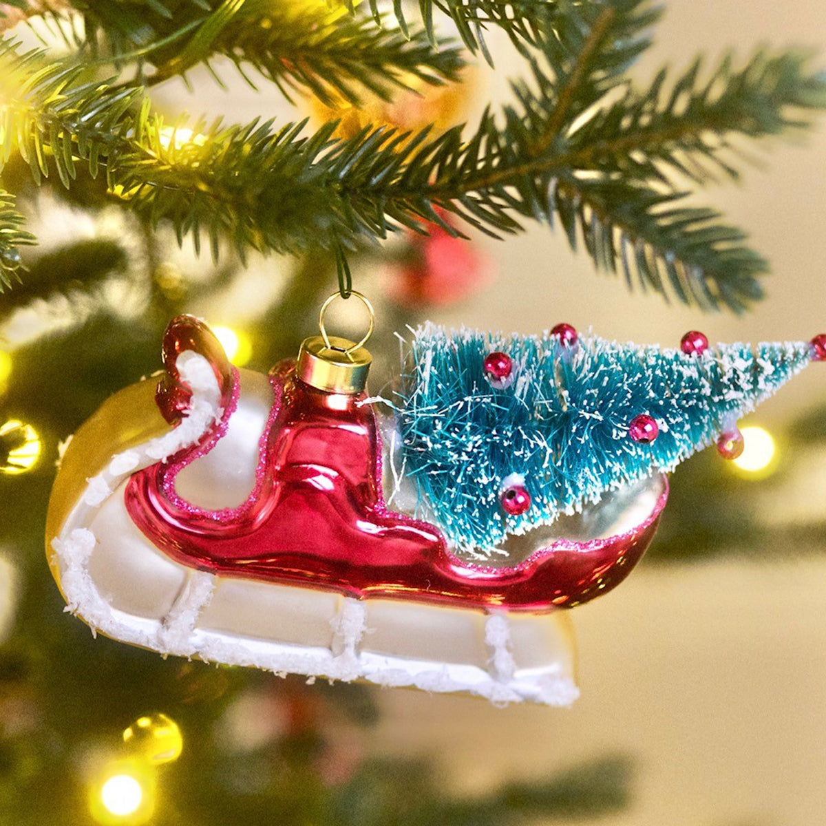 Whitehurst Main Street Merriments 5" Santa's Sleigh Ornament