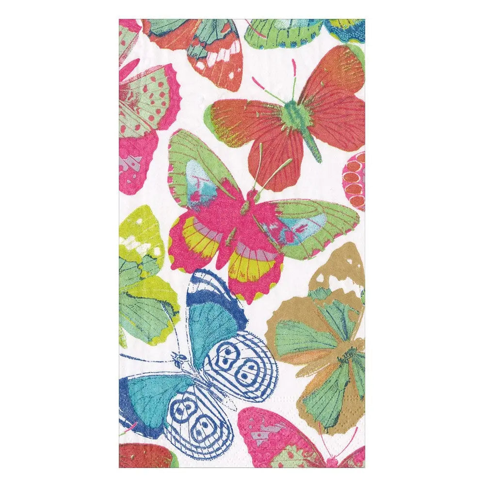 Caspari Butterflies Guest Towel in Fuchsia