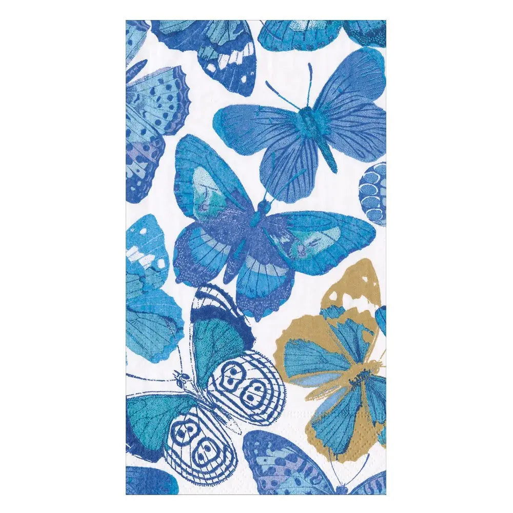 Caspari Butterflies Guest Towel Blue