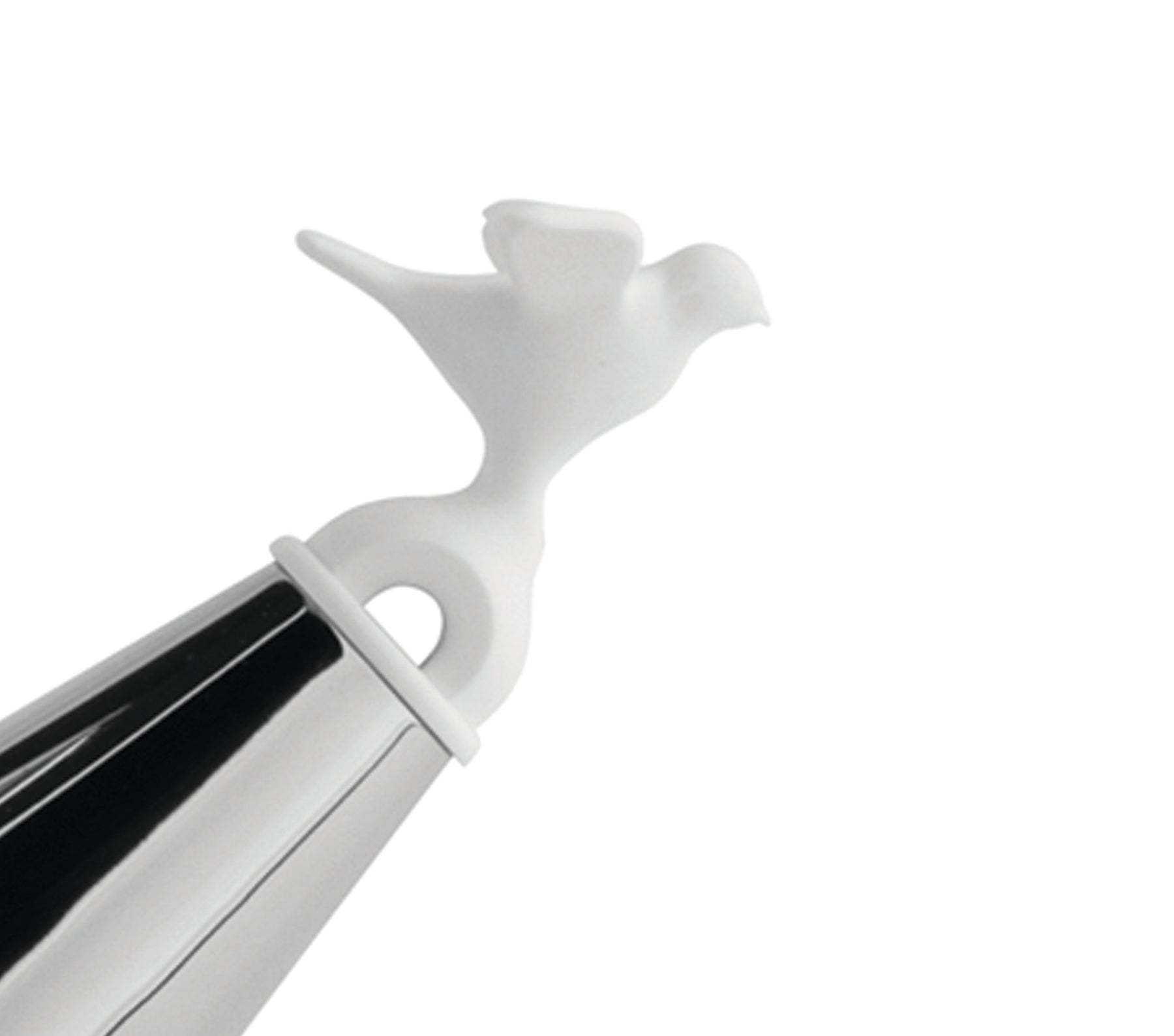 An image of Alessi Michael Graves Stainless Steel Kettle White Handle