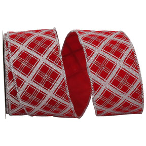 Reliant Ribbon Lattice Glitter Velvet Wired Edge - 2.5in, 10 yd