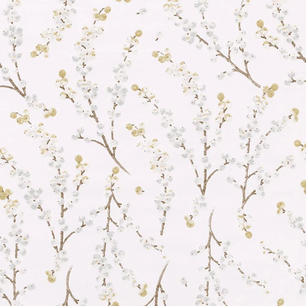 An image of Caspari Berry Branches White & Silver Roll Wrap - 8 ft