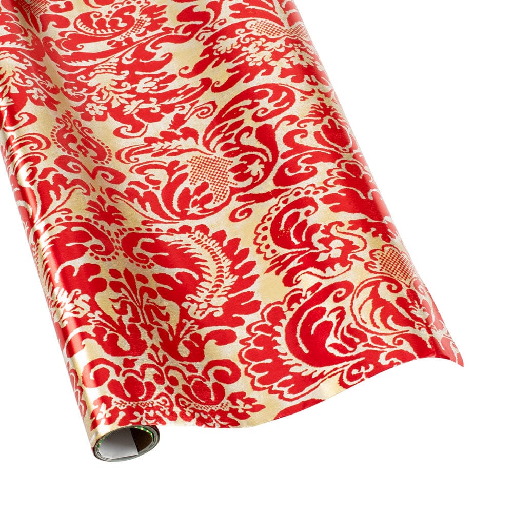 Caspari Palazzo Red & Gold Foil Roll Wrap - 6 ft