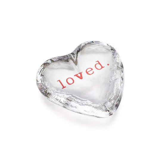An image of Simon Pearce Engraved "Loved" Highgate Heart in Gift Box