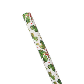 Caspari Gilded Holly White Gift Wrap