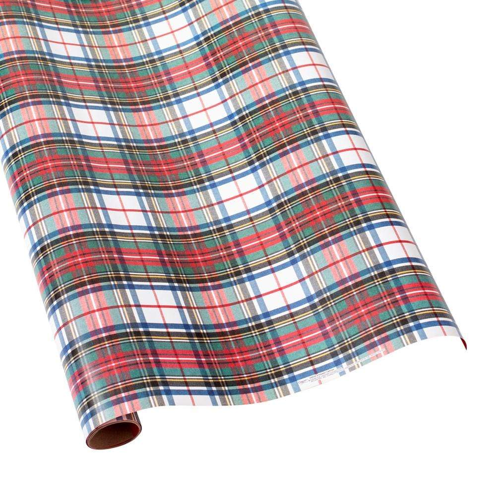 An image of Caspari Dress Stewart Tartan Roll Wrap - 8 ft