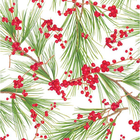 Caspari Berries & Pine White Gift Wrap