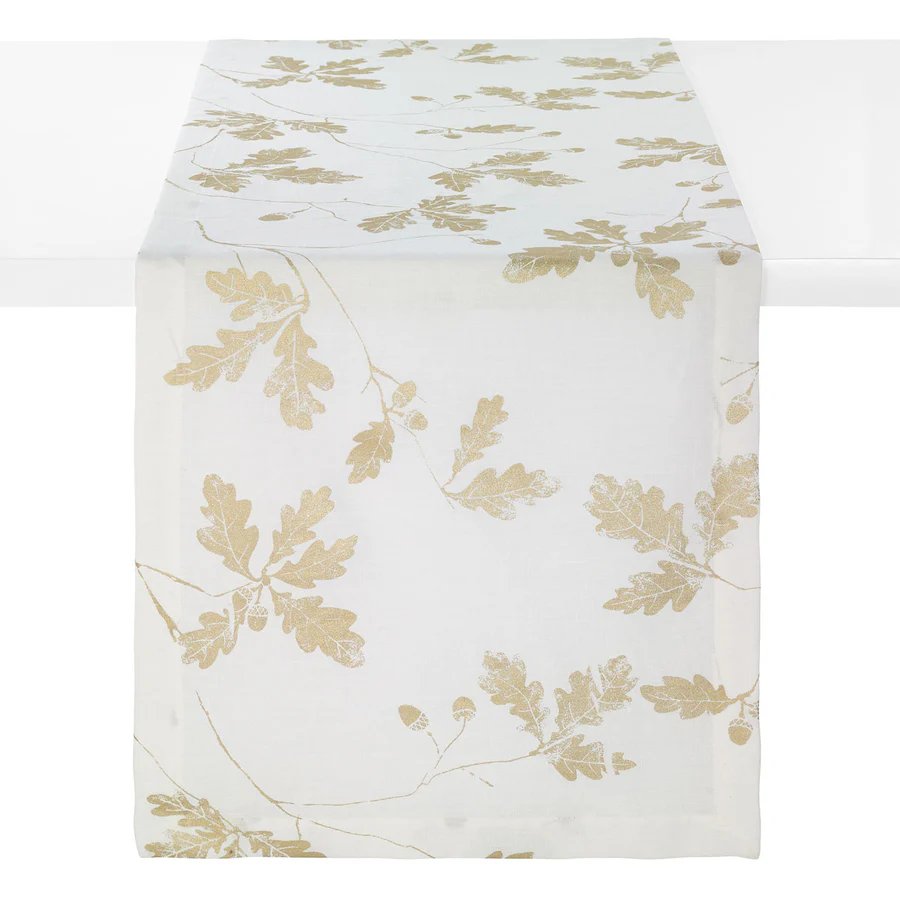 Bodrum Acorn Linen Metallic Print Runner