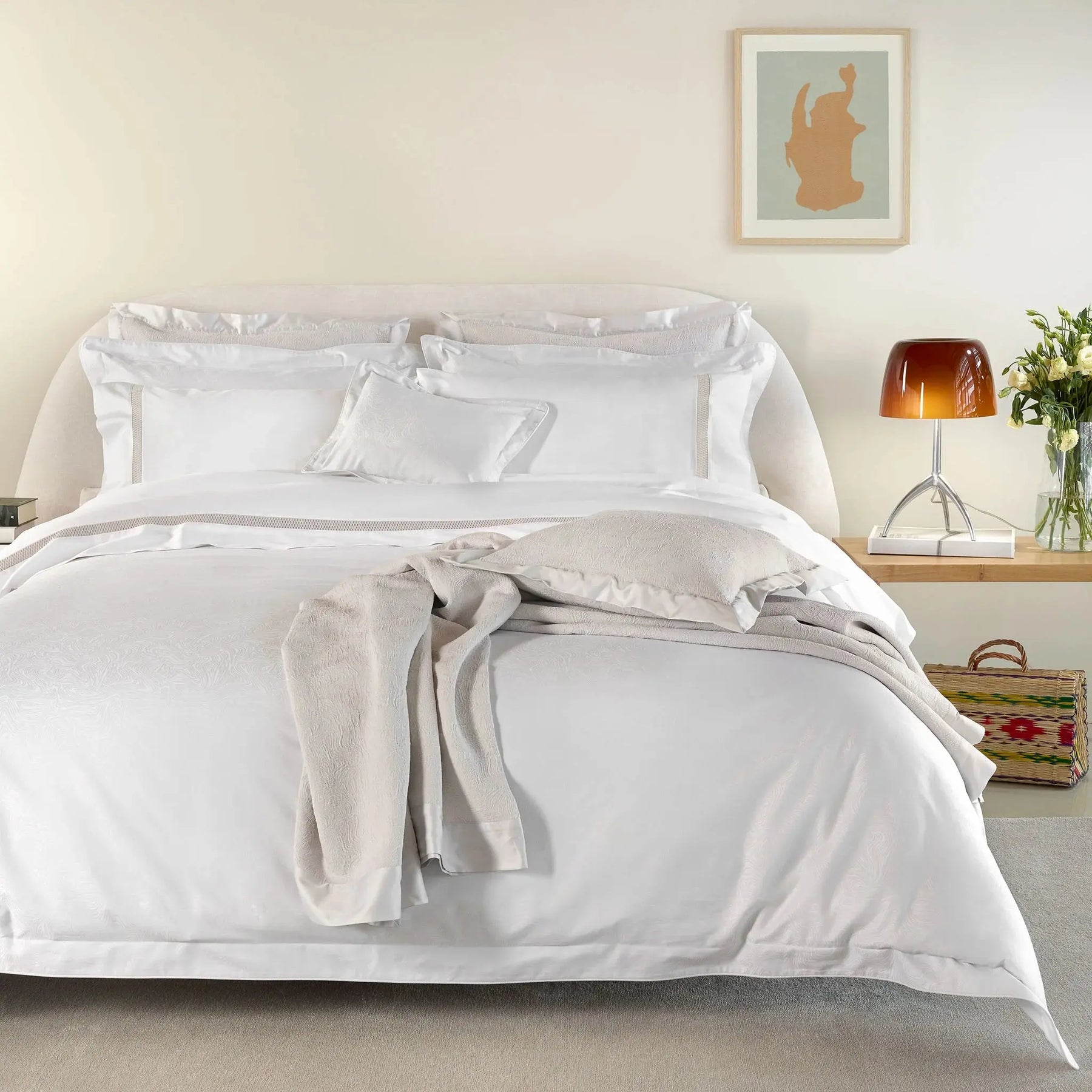 Amalia Home Caravela bedding Collection in Pale Grey in a room