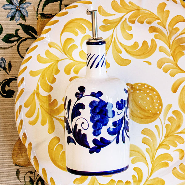 An image of Vietri Arezzo Olive Oil Bottle - Cobalt