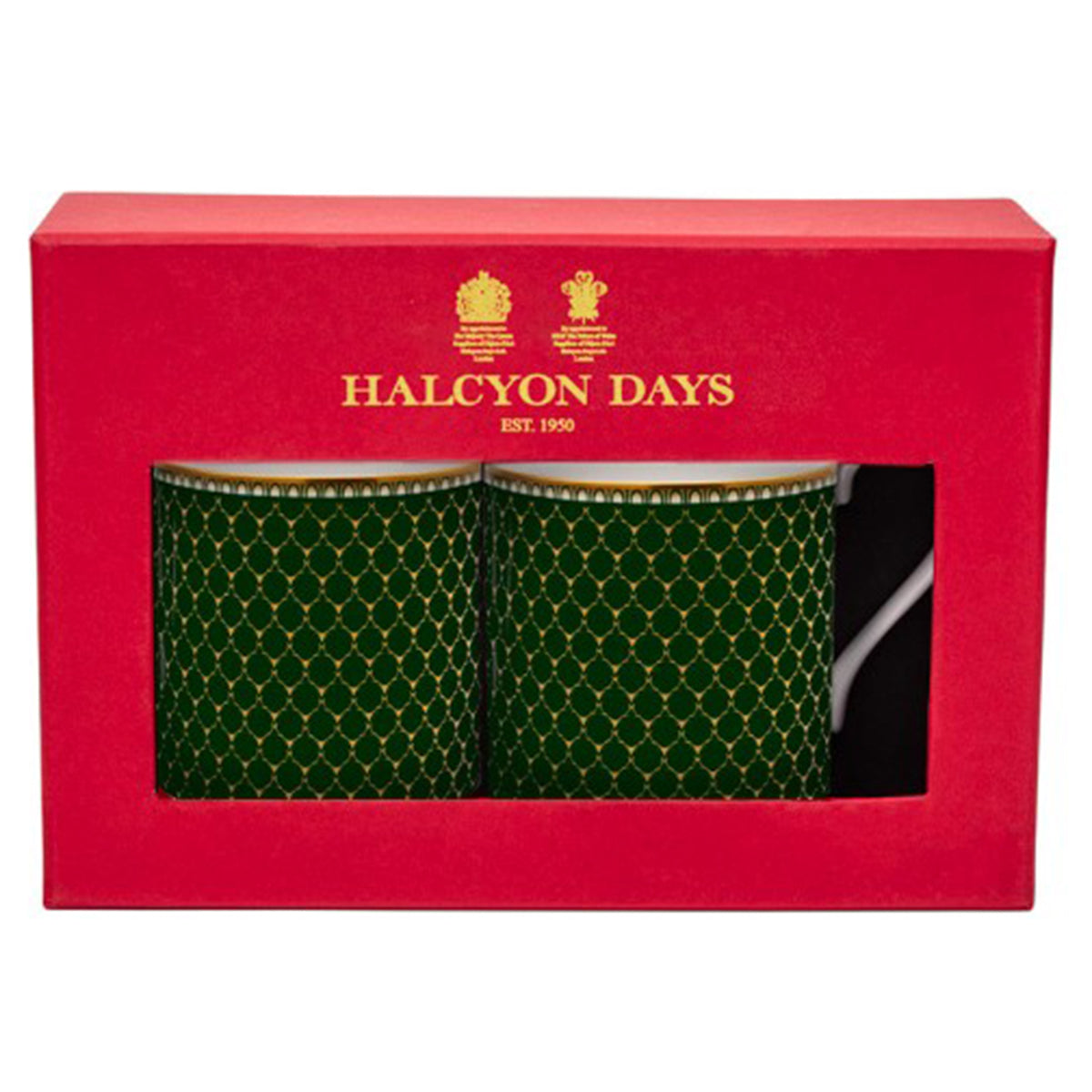 Halcyon Days Antler Trellis Dark Green Mug -  Set of 2