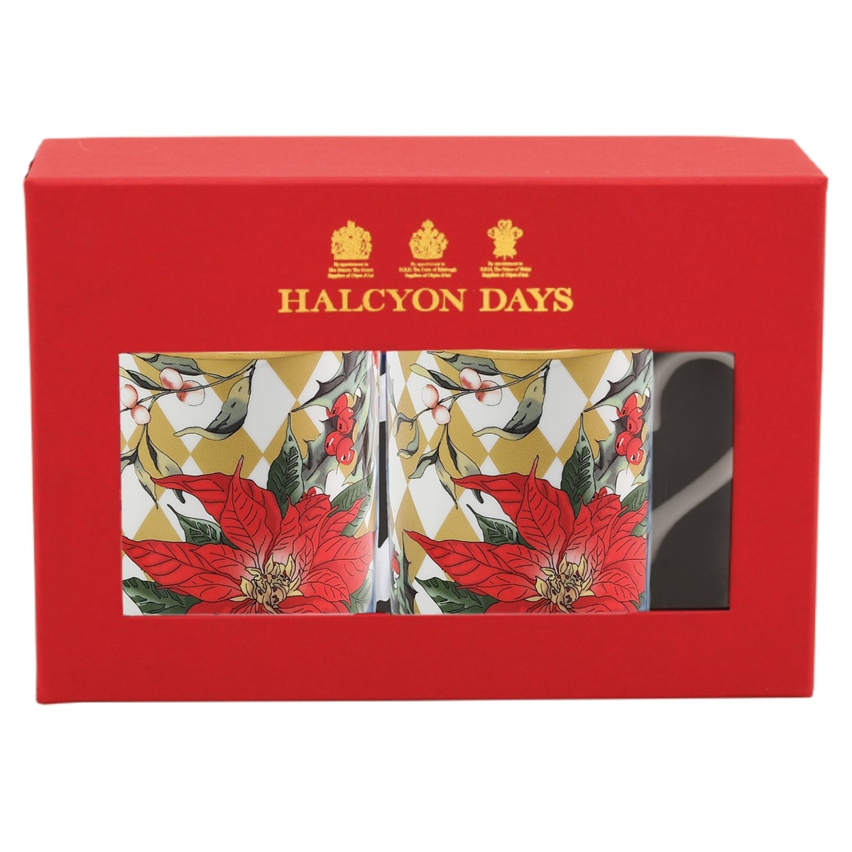 An image of Halcyon Days Parterre Gold with Poinsettia Mug - Set of 2