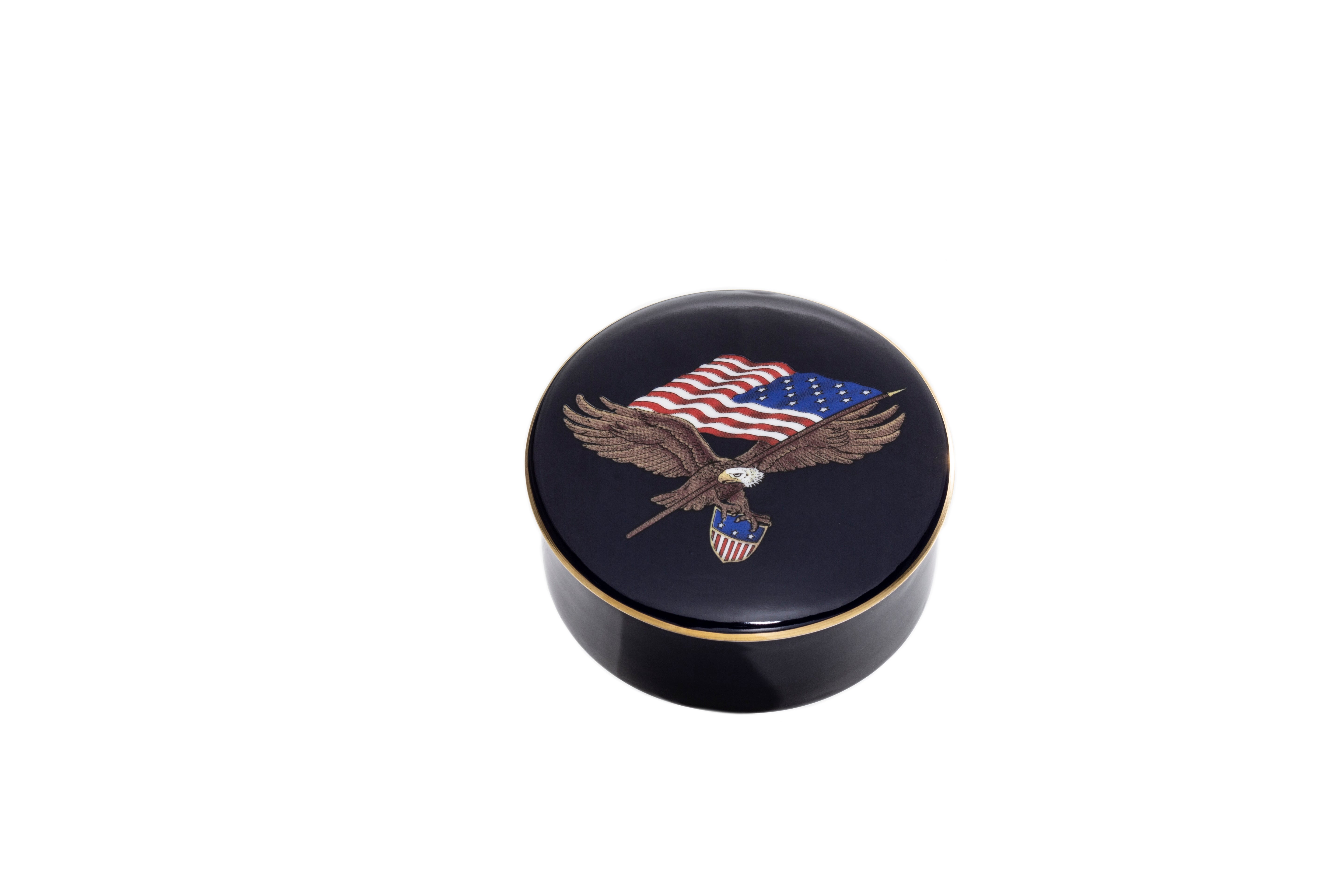 Halcyon Days Star Spangles Round Banner Trinket Box