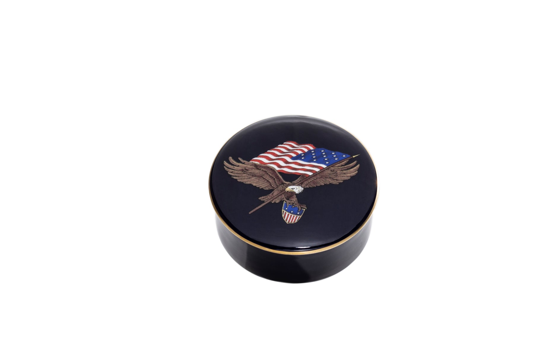 An image of Halcyon Days Star Spangles Round Banner Trinket Box