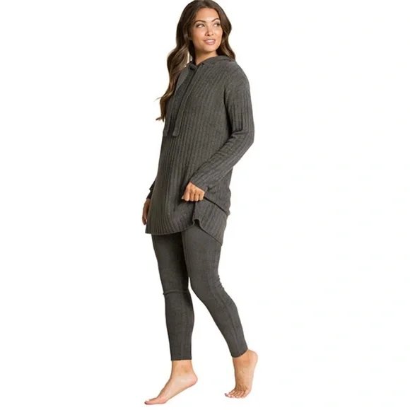 An image of Barefoot Dreams CozyChic Lite Women's Hooded Rib Tunic