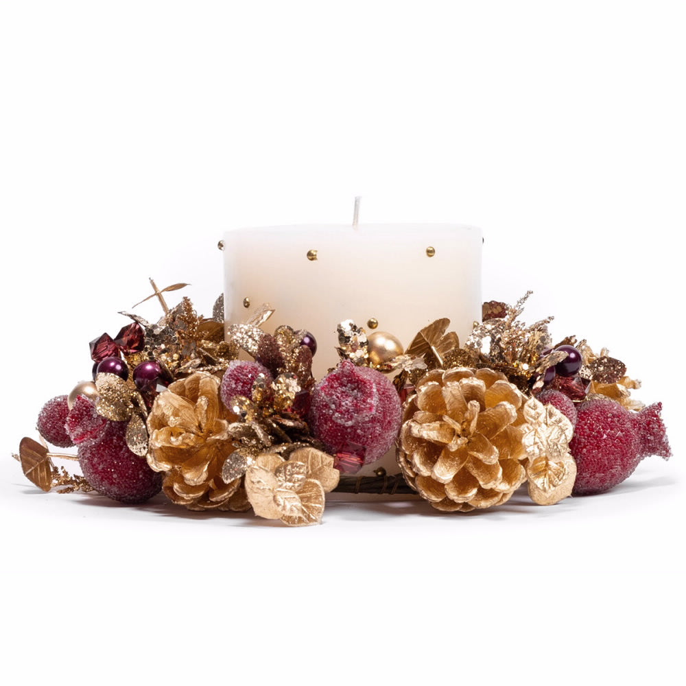 An image of Salzburg 4" Bountiful Elegance Candle Ring / Wreath