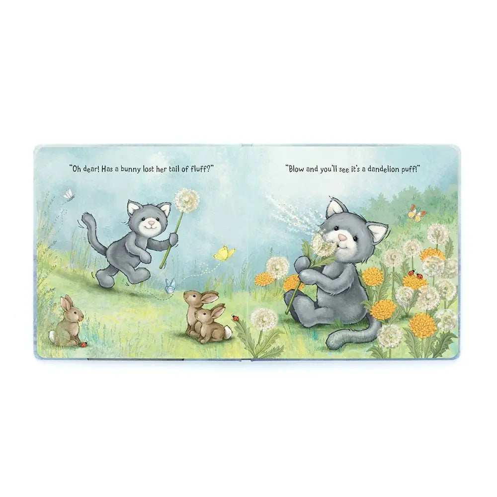 Jellycat When I Wonder Book "Oh dear! Has a bunny lost her tail of fluff?" "Blow and you'll see it's dandelion puff!"