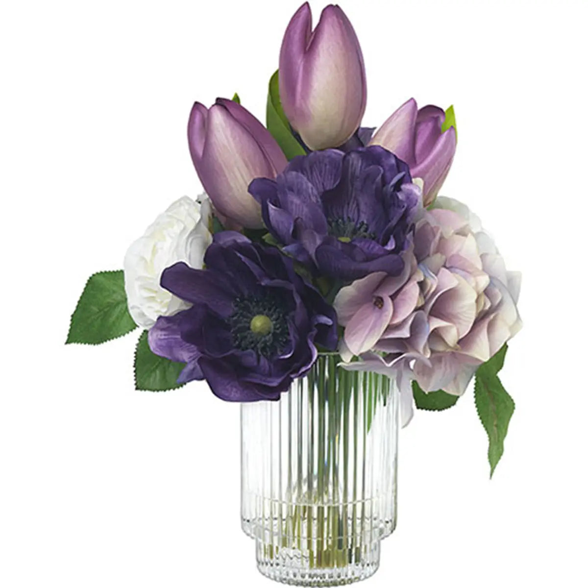 Diane James Purple Hydrangea and Tulip Bouquet