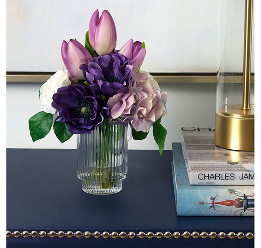 An image of Diane James Purple Hydrangea & Tulip Bouquet