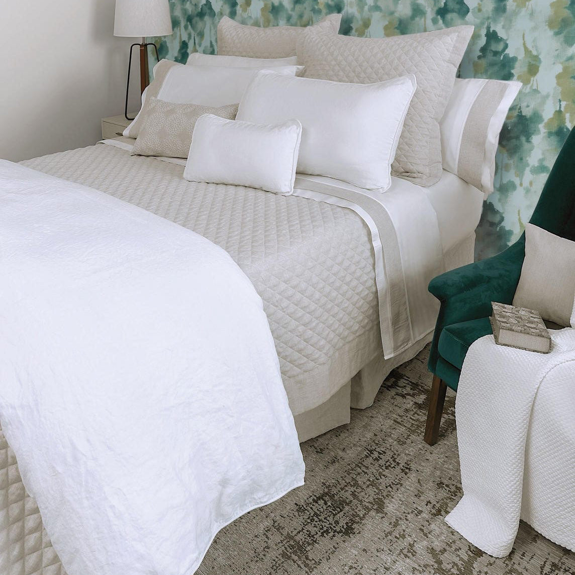 An image of Bovi Hudson Linen Quilted Coverlet