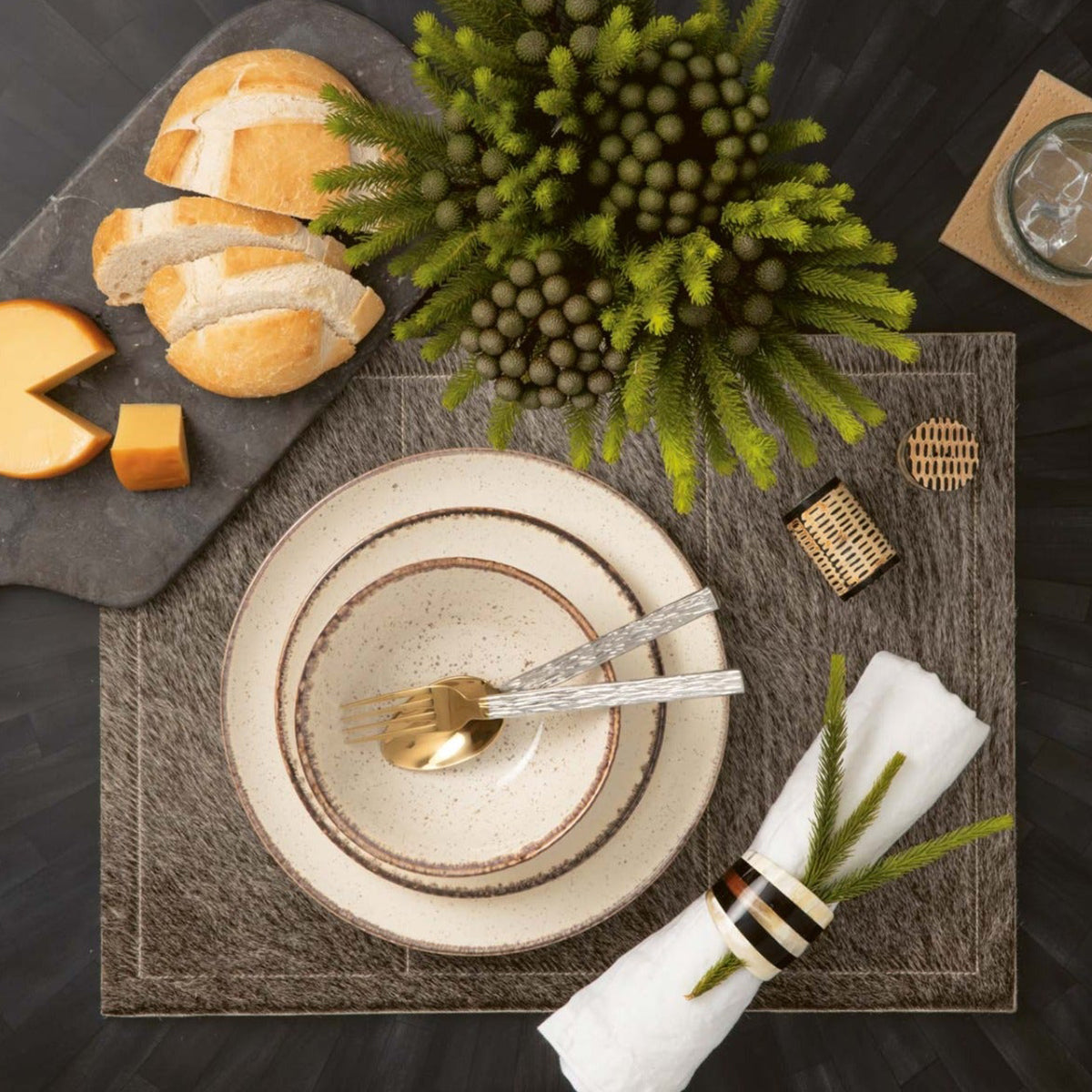 Blue Pheasant Tanner Hair-On-Hide Rectangular Placemats - Set of 2