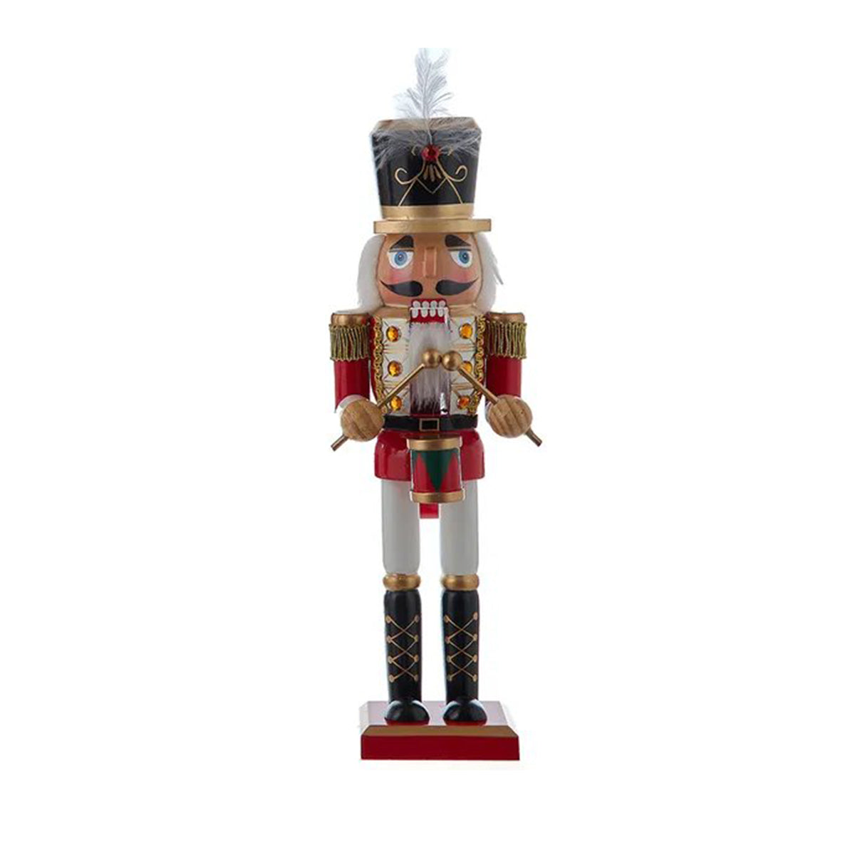 Kurt Adler 12" Red, White & Black Drummer Nutcracker