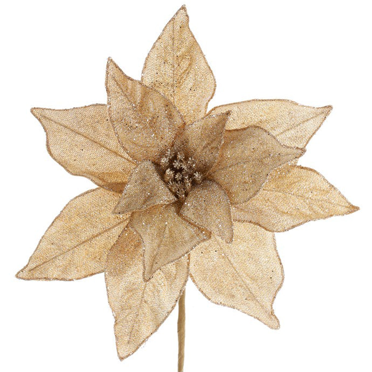 An image of Kurt Adler Gold Poinsettia Spray