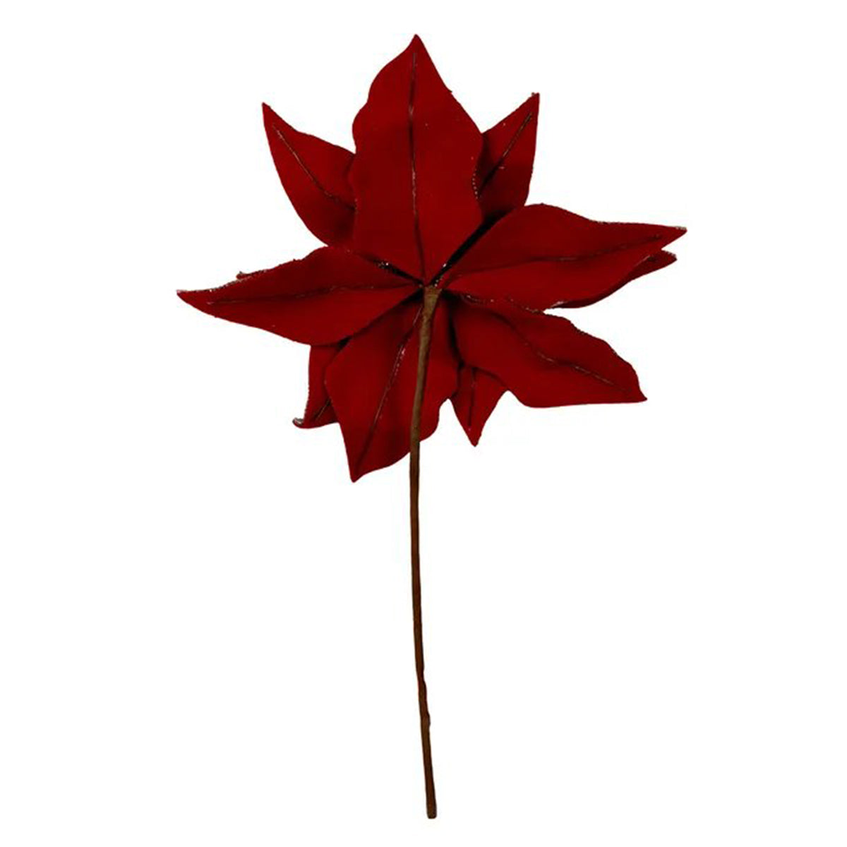 Kurt Adler Red Silver Poinsettia Pick