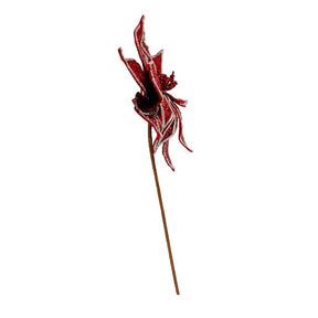 Kurt Adler Red Silver Poinsettia Pick