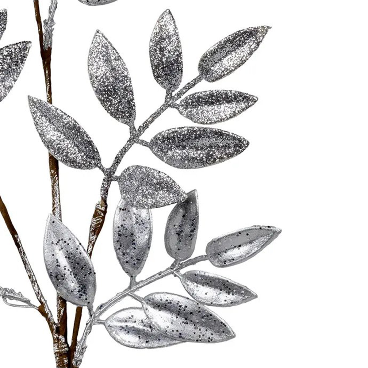 An image of Kurt Adler Glittered Silver Leaf Spray