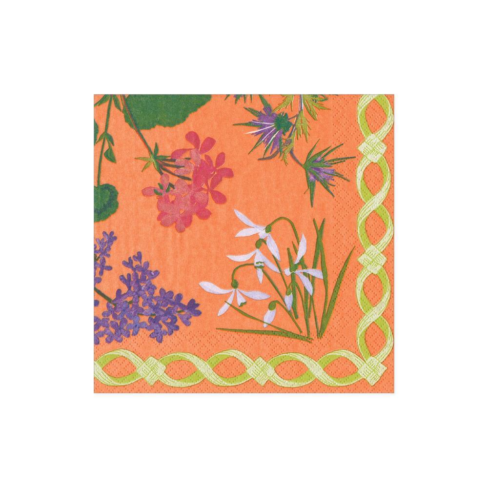 An image of Caspari Mary Delany Flower Mosaics Cocktail Napkins