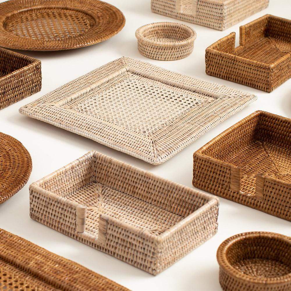 Caspari Rattan Guest Towels Holder