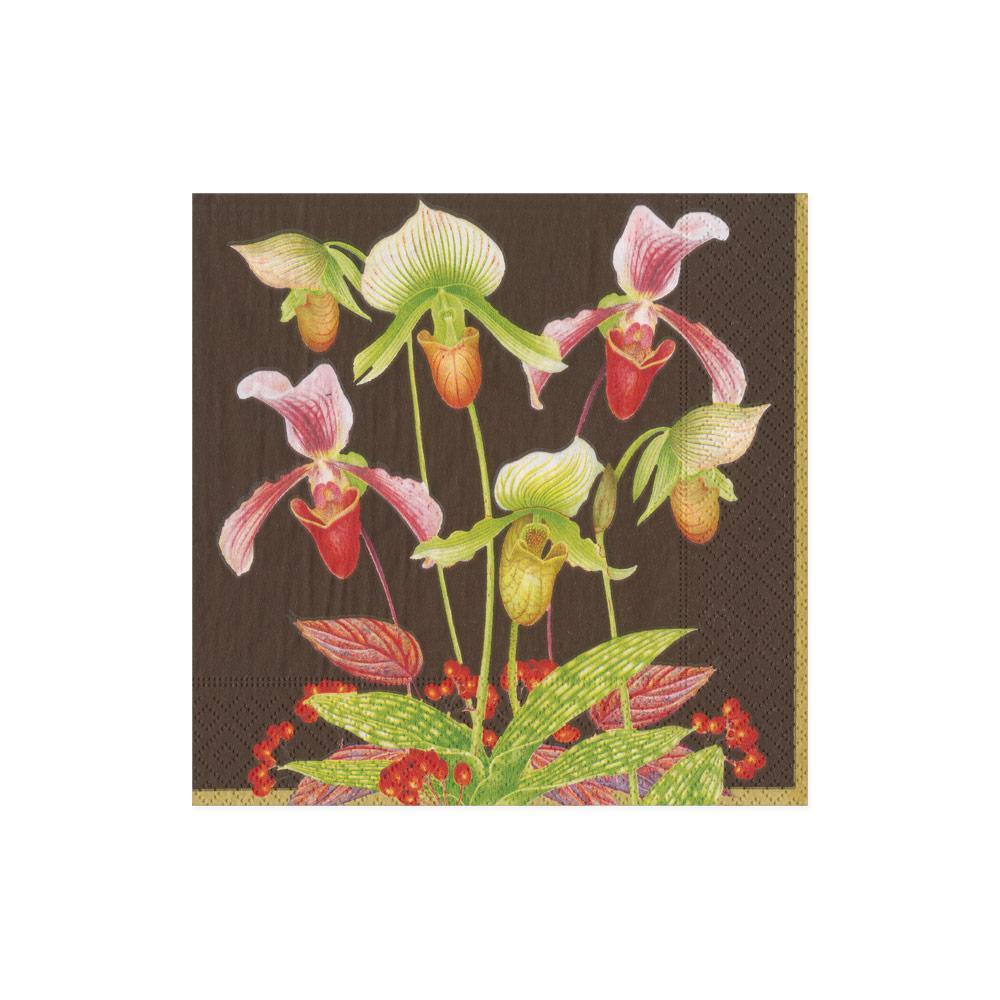 Caspari Slipper Orchid Cocktail Napkins