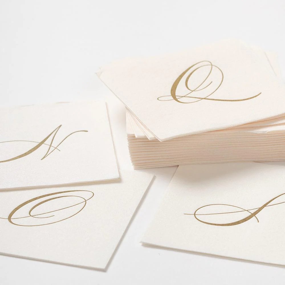 An image of Caspari Monogram Cocktail Napkins