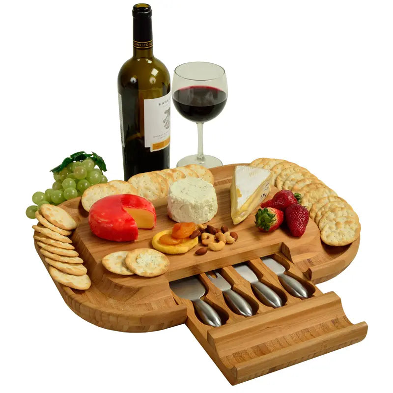 Picnic at Ascot Deluxe Malvern Cheese Board Set with food and wine