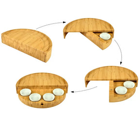 Picnic at Ascot Cheese and Tapas Board showing how it rotates and opens