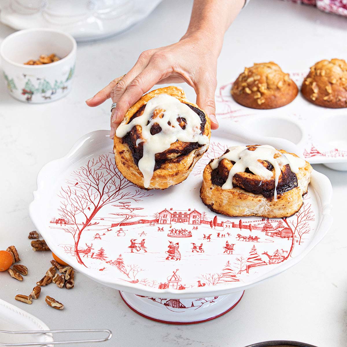 An image of Juliska Country Estate Winter Frolic Cake Stand - Ruby