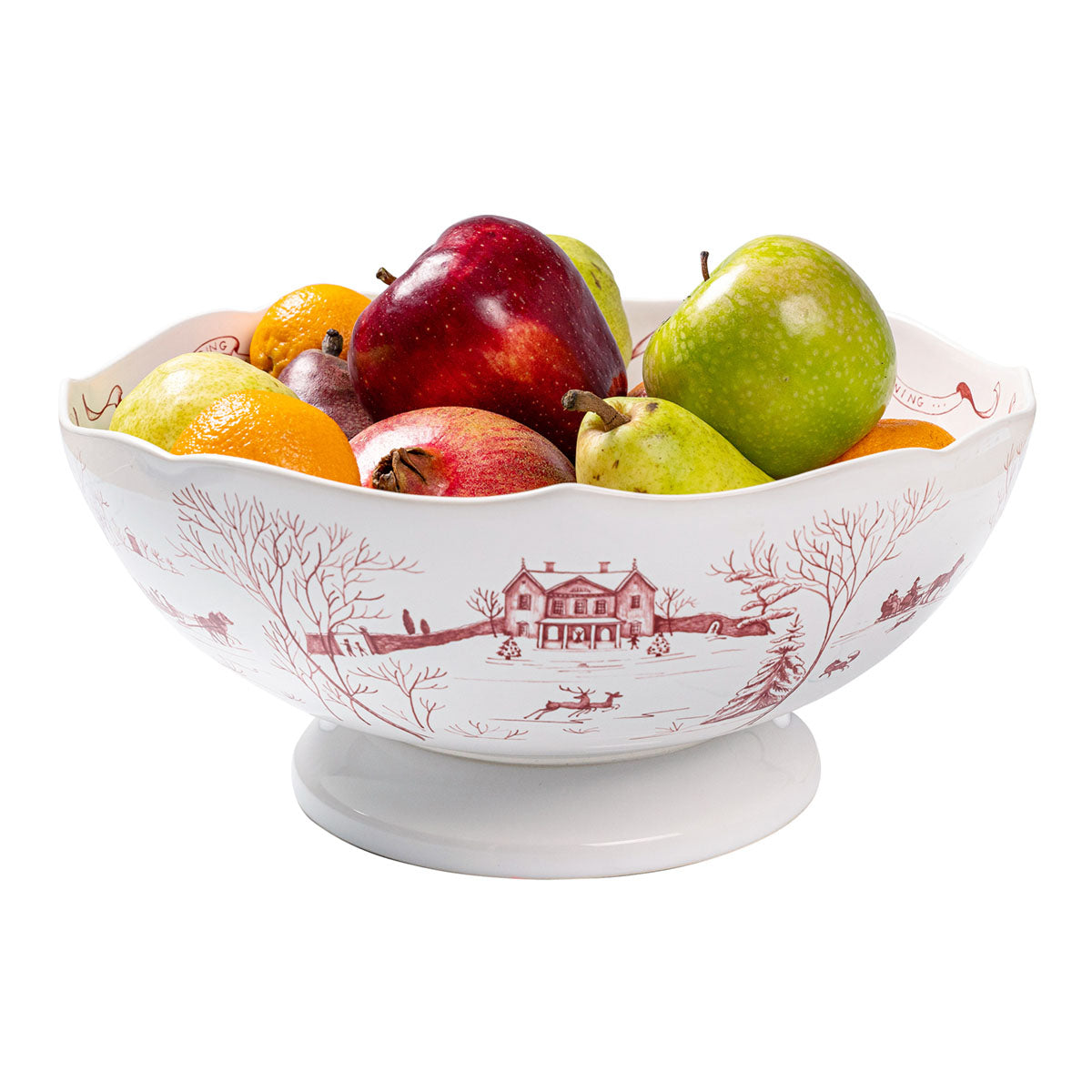 An image of Juliska Country Estate Winter Frolic 13" Centerpiece Bowl - Ruby