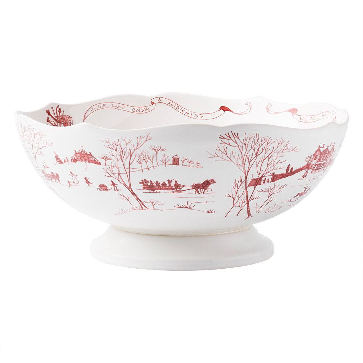 An image of Juliska Country Estate Winter Frolic 13" Centerpiece Bowl - Ruby