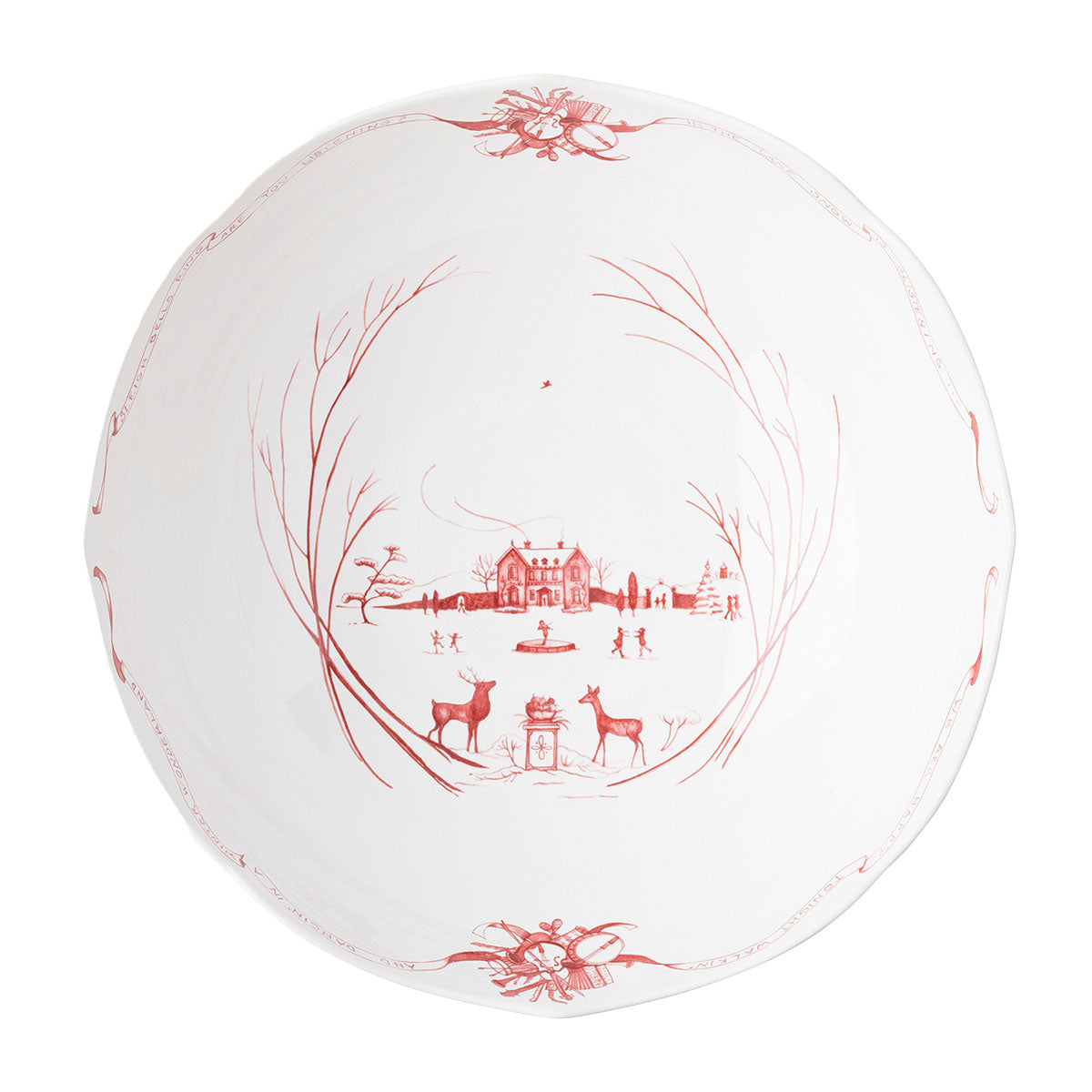 An image of Juliska Country Estate Winter Frolic 13" Centerpiece Bowl - Ruby