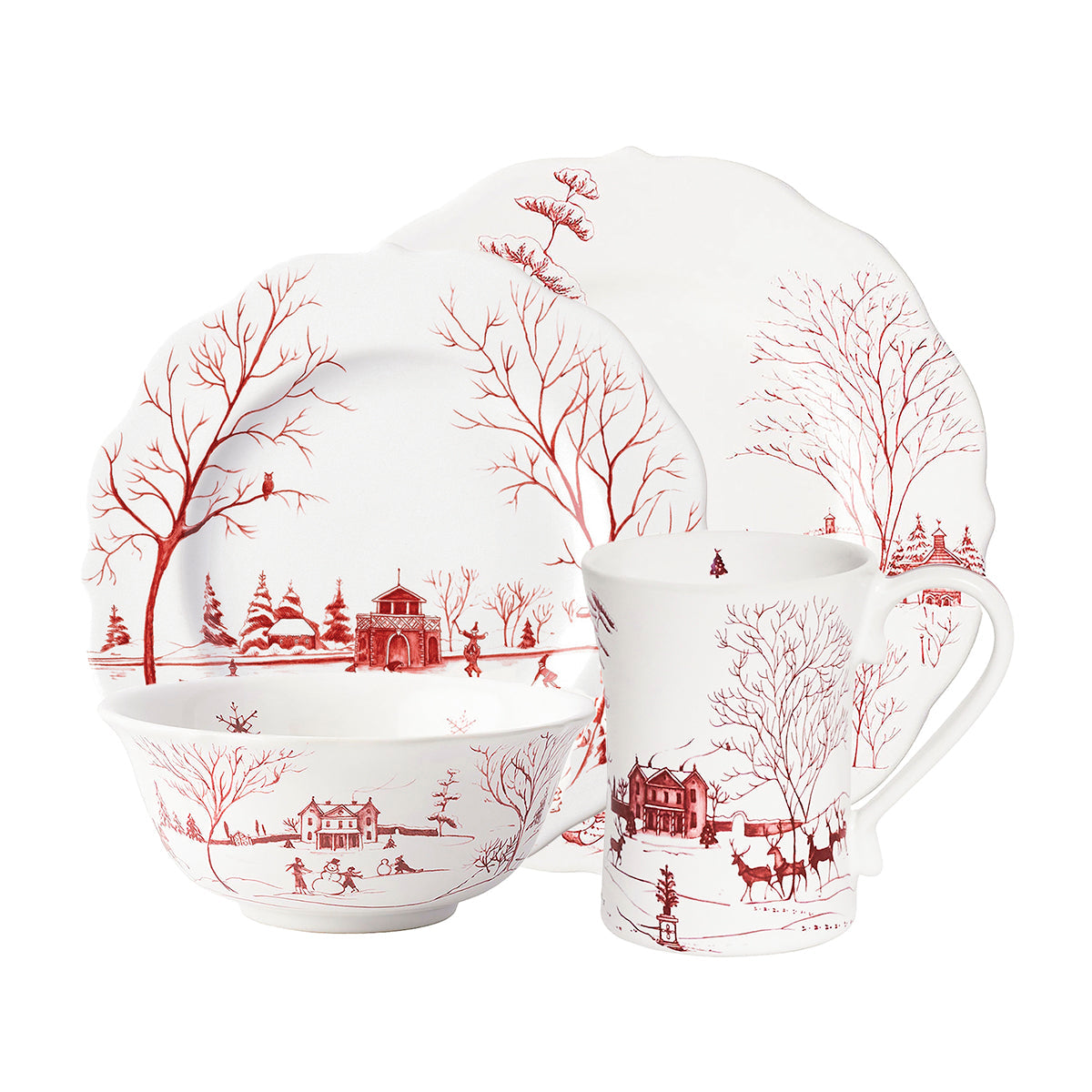 An image of Juliska Country Estate Winter Frolic  4PC place Setting - Ruby