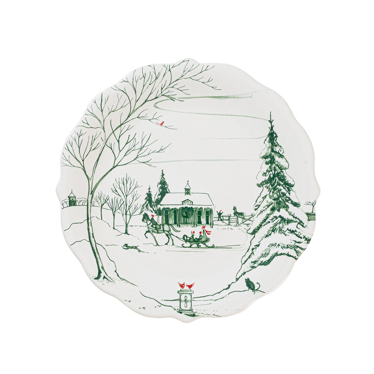 An image of Juliska Country Estate Winter Frolic Party Plate - Set of 4 - Evergreen
