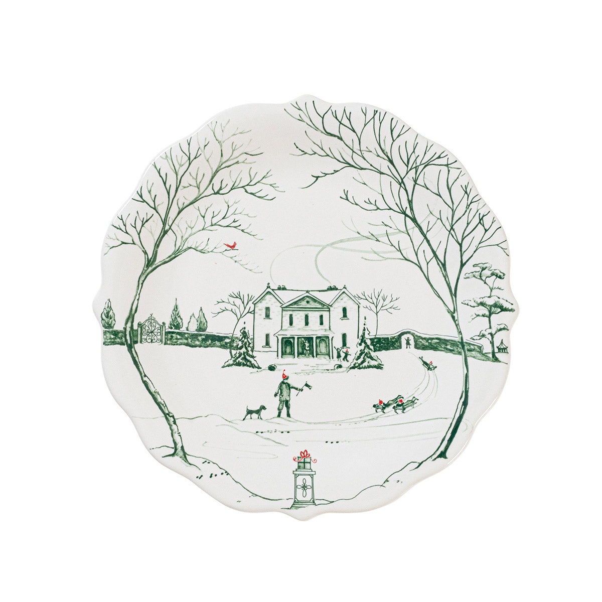 An image of Juliska Country Estate Winter Frolic Party Plate - Set of 4 - Evergreen