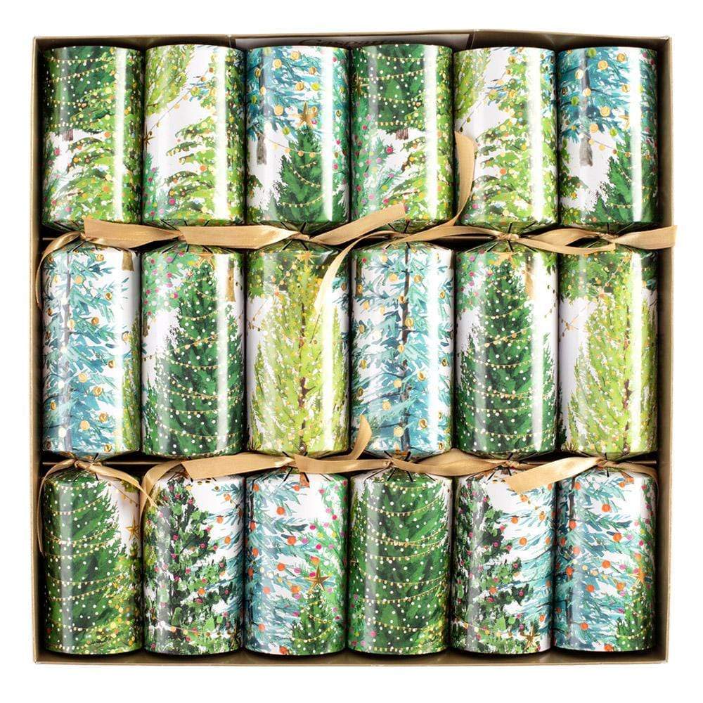 An image of Caspari Christmas Trees with Lights Celebration Christmas Crackers - 6 Per Box
